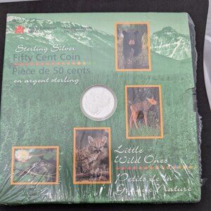 1996 Canada 50 cent Little Wild Ones Sterling Silver Coin - Wood Ducklings